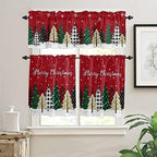 Red Merry Christmas Kitchen Curtains and Valances Set - Image 2