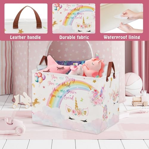 Unicorn Gift Bag Pink Kids Laundry Basket Rainbow Cloud Unicorn Nursery Decor - Image 4