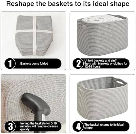 ICERZCZ Storage Baskets for Organizing & Shelves, Woven Cotton Rope - Image 7