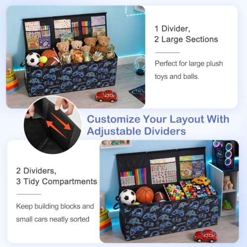 Toy Box with Adjustable Divider Large Toy Chest Storage - Image 2