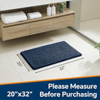 Chenille Bathroom Rug 20"x32" Navy Blue, Non-Slip Plush Bath Mat - Image 2