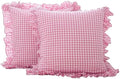 2 Pack Pink White Gingham Euro Shams Pillow Covers 26''x26'' by KMASANIJI