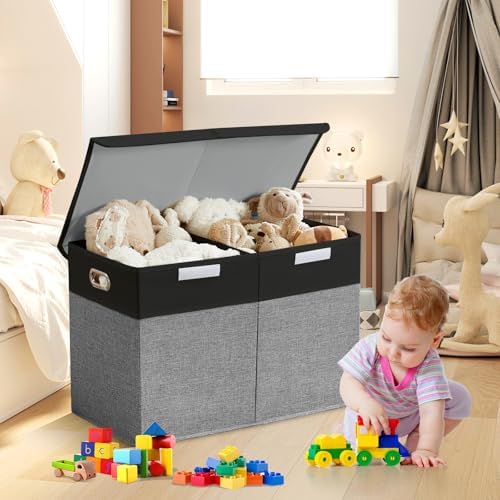 Large Toy Storage Box with Lid, Collapsible Toys Storage Organizer Bins with - Image 5