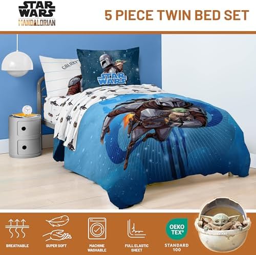 Jay Franco Kids Bed Set, The Mandalorian, 5 Piece Twin - Image 4