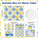 OBUSATT Blue and Yellow Lemons Placemats Set of 6 17×12 Inch Summer Lemon - Image 2