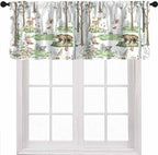 Woodland Animals Valance Curtains, Wild Animals Watercolor Forest Bear Deer Fox by Unknown