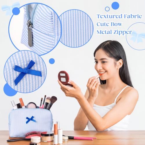 Huhumy 2 Pcs Makeup Bag Set for Women, Bow Stripe - Image 3