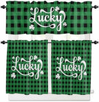 St. Patrick's Day Buffalo Plaid Kitchen Curtains and Valances Set, Lucky by VandarllinHomeKitchenDecor