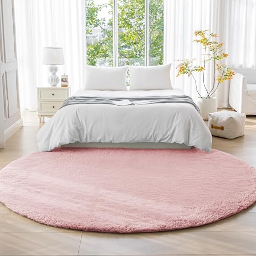 Amazon Basics Fluffy Washable Round Area Rug, Circle Shaggy Carpet - Image 2