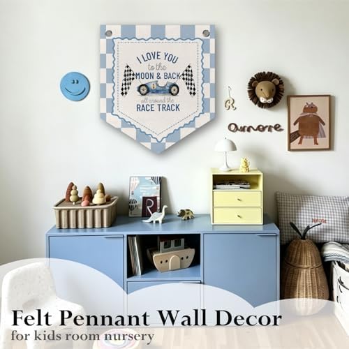 DNTSC Vintage Race Car Nursery Playroom Wall Decor Banner Pennant Kid Banner - Image 2