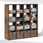 Furinno Cubic Extra Thick 16-Cube Closet Organizers and Storage, Amber Pine - Image 5