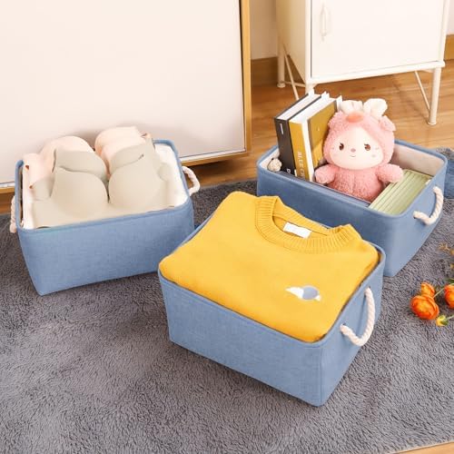 Storage Bins with Sturdy Cotton Handles, Fabric Storage Baskets - Image 3