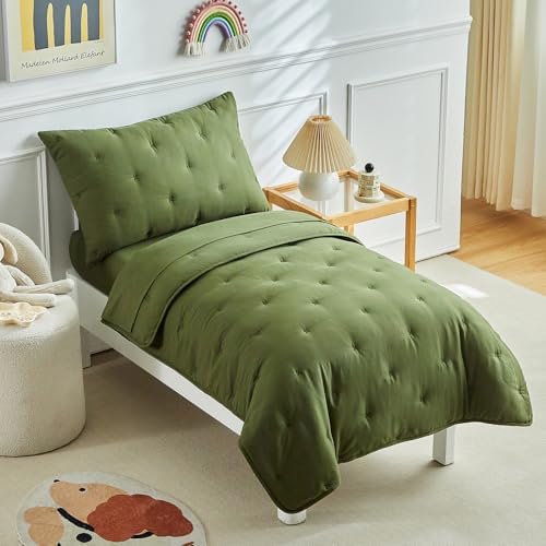 DuShow 4 Pieces Toddler Bedding Set, Embroidery Crib Comforter Set - Image 2