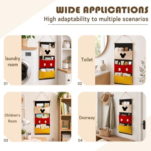 Cartoon 3-Pocket Hanging Wall Organizer, Practical Door Pocket Storage - Image 4