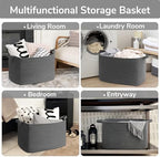 Goodpick 85L Large Woven Rope Blanket Basket, Dark Gray - Image 4
