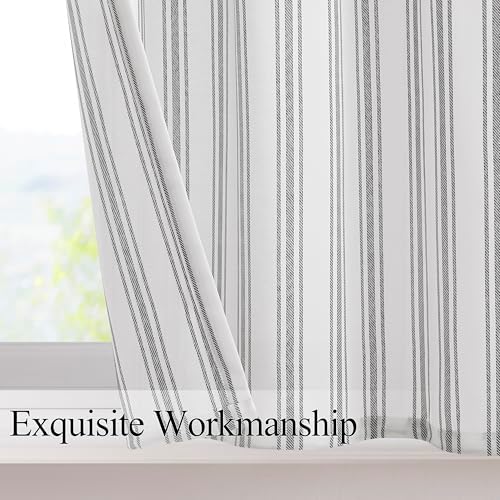 ZJDECOR Black White Stripe Semi Sheer Kitchen Window Valances - Image 2