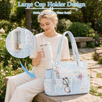 WOBAGMEN Teacher Tote Bag for Women, Quilted Floral Laptop Work Tote - Image 7