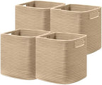 UBBCARE Set of 4 Storage Basket-12 X 12 X 12 in, Cotton Rope Basket by UBBCARE