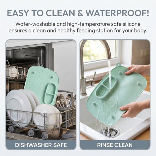 2-Pack Silicone Baby Mats with 8 Stretchable Straps & Suction Cups - Image 6