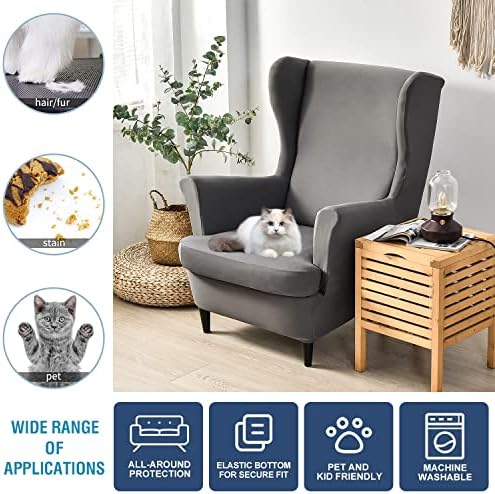 NILUOH Wingback Chair Covers 2-Piece, Armchair Slipcovers - Image 4