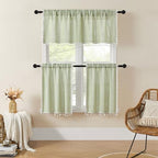 MitoVilla 2 Panels Boho Kitchen Short Curtains, Modern Farmhouse Cafe Curtains - Image 3