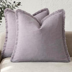 Foindtower Decorative Linen Fringe Throw Pillow Covers 24×24 Light Purple by Foindtower