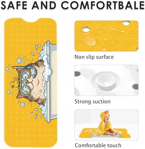 Bathtub Shower Mat 40X16 Inch, for Toddler, Cat Kawaii - Image 6