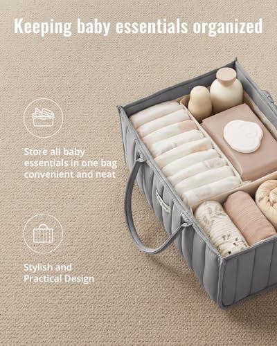 Blissful Diary Baby Diaper Caddy Organizer, Nursery Storage, Light Gray - Image 4
