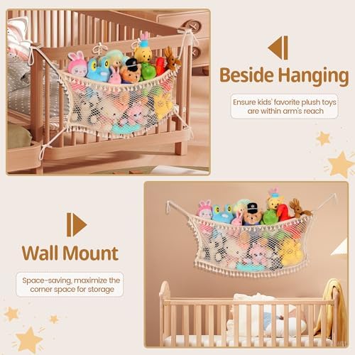 Stuffed Animal Storage Net, Large Bedside Toy Organizer Net, Cotton Plushie Toy - Image 4