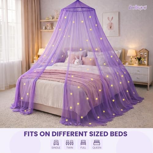 Bollepo Purple Bed Canopy for Girls - Image 2