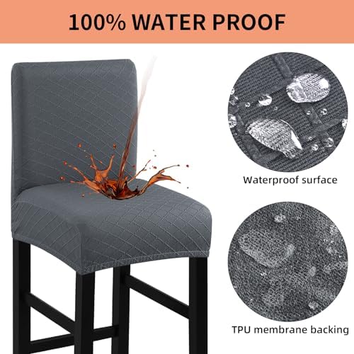 Fuloon Waterproof Barstool Covers Chair Slipcovers, 4 Pack - Image 3