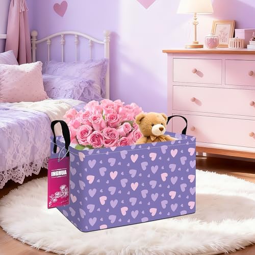 Rectangular Purple hearts Storage Basket - Image 3