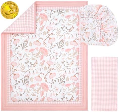 The Peanutshell Whimsical Floral 3 Piece Baby Crib Bedding Set - Image 2