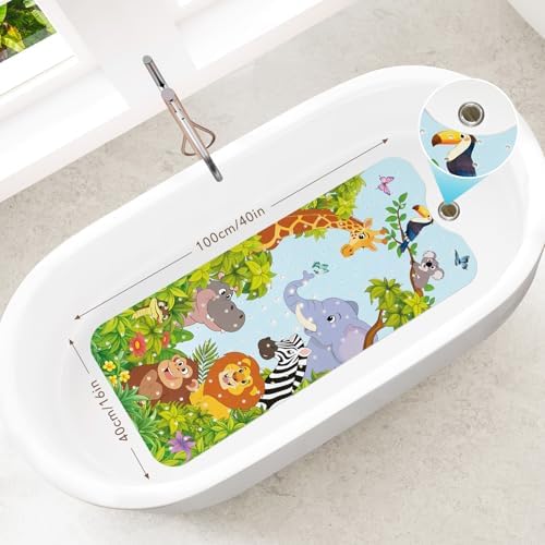 SHUCHING Baby Bath Mat for Tub Non Slip-40x16 Inch, Safari Animal - Image 2