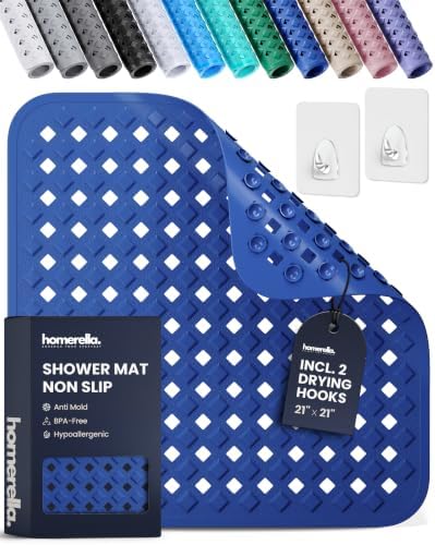 homerella Square Shower Mat Non Slip Anti Mold 21x21 Anti Slip Shower Mat by Homerella