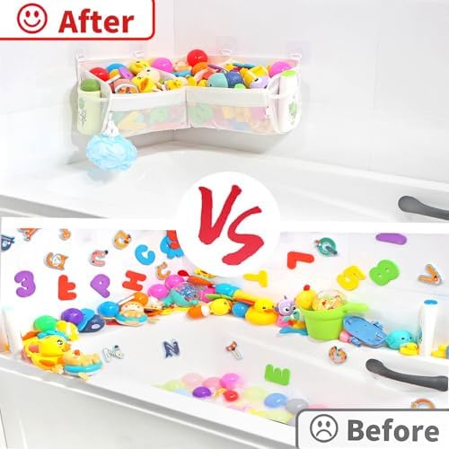 KPH bath toy storage， Say goodbye to the chaos of bath toys -3 compartments - Image 3