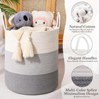 Laundry Hamper for Organizing, 52L Large Laundry Baskets, Cotton Rope Woven - Image 2