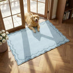 GarveeHome Scalloped Entryway Rug 2x3 Blue Washable Front Door Entry Rug by GarveeHome