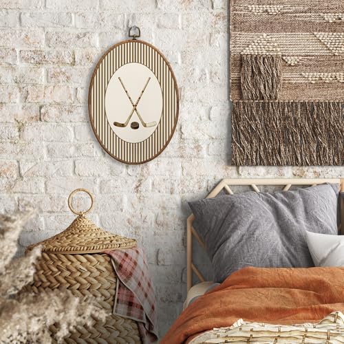 SONMYSULIL Vintage Hockey Sports Nursery Wall Art Decor, Sports Oval Wall - Image 4