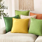Foindtower Linen Solid Decorative Throw Pillow Covers 20x20 Ginger Yellow - Image 5