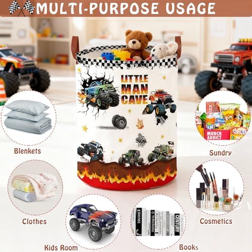 Monster Trucks Laundry Hamper, Car Room Decor Storage Basket, Kid Valentine's - Image 6