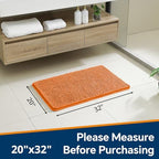 Chenille Bathroom Rug 20"x32" Orange, Non-Slip Plush Bath Mat - Image 2