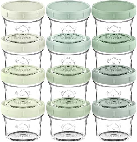 KeaBabies 12pk 4oz Glass Baby Food Containers by KeaBabies
