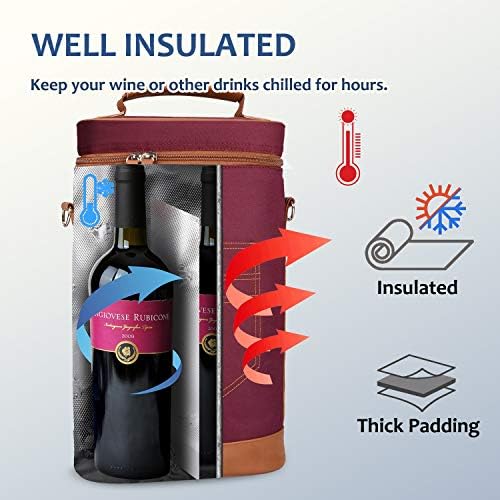 Tirrinia 2 Bottle Insulated Wine Tote Carrier Bag - Image 2