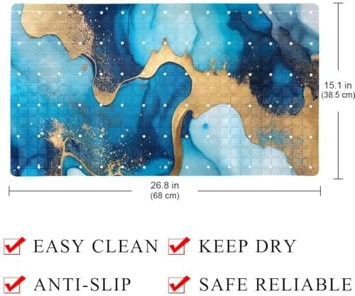 Bathtub Mat Non Slip 26.8x15.1In, Marble Texture Bath Mat - Image 4