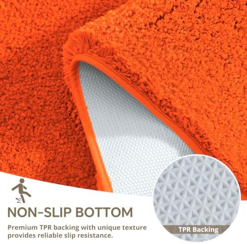 Polyester Bathroom Rug 24"x40" Orange, Non-Slip Soft Bath Mat - Image 6