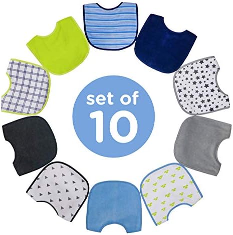 Neat Solutions 10 Pack Water Resistant Bib Set Blue/Grey Assorted, 0+ Months - Image 6