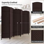 6 Panel Folding Room Divider, Woven Privacy Screen - Image 2