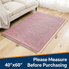 Chenille Bathroom Rug 40"x60" Blush, Large Plush Bath Mat - Image 2