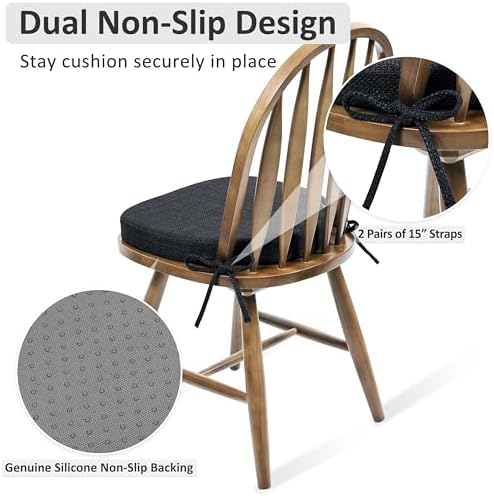 Shinnwa Kitchen Chair Cushions Set of 2, High-Resilience Foam Windsor Seat Pads - Image 5